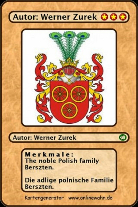 The noble Polish family Berszten. Die adlige polnische Familie Berszten. -  Werner Zurek