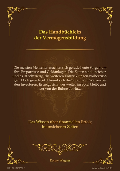 Das Handbüchlein der Vermögensbildung - Ronny Wagner