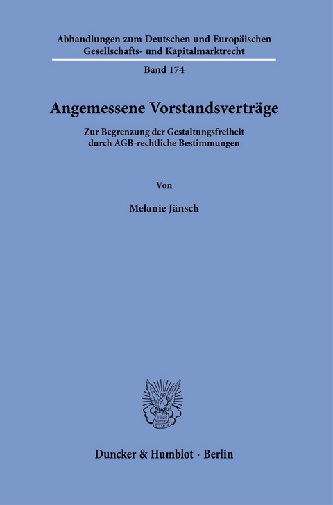 Angemessene Vorstandsverträge. -  Melanie Jänsch