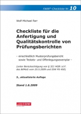 Checkliste für die Anfertigung und Qualitätskontrolle von Prüfungsberichten - Farr, Wolf-Michael