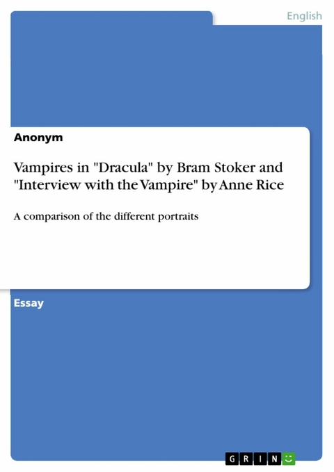 Vampires in "Dracula" by Bram Stoker and "Interview with the Vampire" by Anne Rice