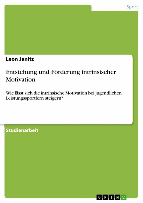 Entstehung und Förderung intrinsischer Motivation - Leon Janitz