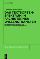 Das Textsortenspektrum im fachinternen Wissenstransfer - Cornelia Weinreich