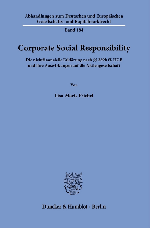 Corporate Social Responsibility. -  Lisa-Marie Friebel