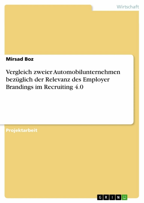 Vergleich zweier Automobilunternehmen bezüglich der Relevanz des Employer Brandings im Recruiting 4.0 - Mirsad Boz