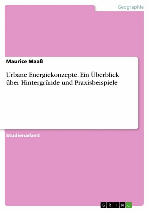 Urbane Energiekonzepte. Ein Überblick über Hintergründe und Praxisbeispiele - Maurice Maaß