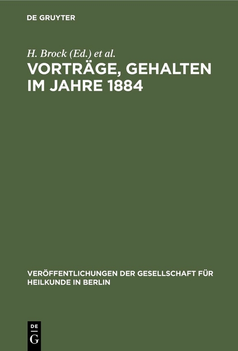 Vorträge, gehalten im Jahre 1884 - 