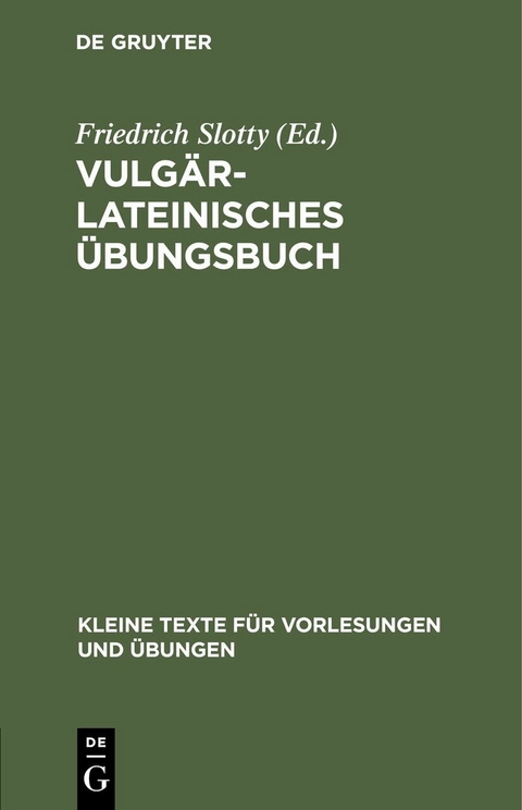 Vulgärlateinisches Übungsbuch - 