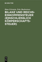 Bilanz und Reichseinkommensteuer (einschließlich Körperschaftssteuer) - Hans Eckstein, Fritz Buchwieser