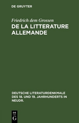 De la litterature allemande -  Friedrich dem Grossen