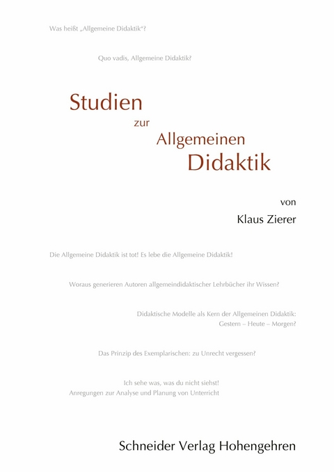 Studien zur Allgemeinen Didaktik -  Klaus Zierer
