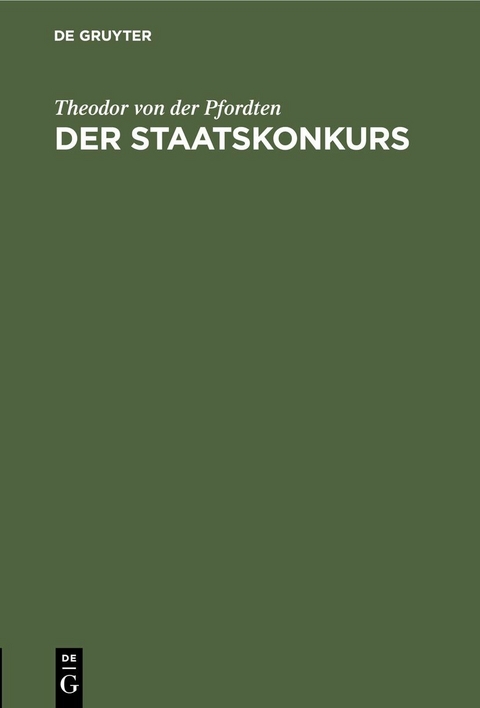 Der Staatskonkurs - Theodor von der Pfordten