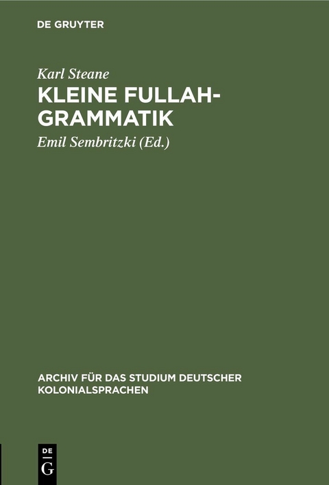 Kleine Fullah-Grammatik - Karl Steane