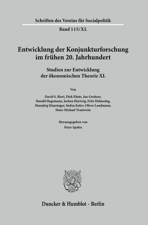 Entwicklung der Konjunkturforschung im frühen 20. Jahrhundert. - 