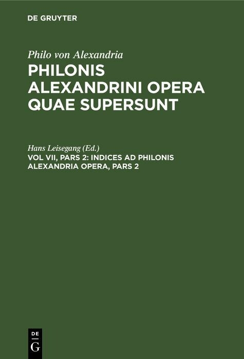 Indices ad Philonis Alexandrini opera, Pars 2 - 