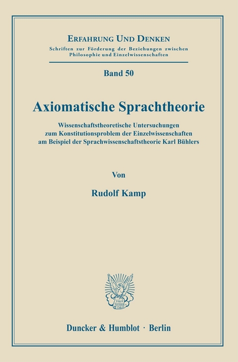 Axiomatische Sprachtheorie. -  Rudolf Kamp
