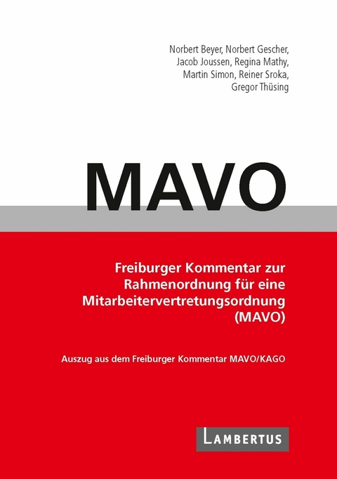 Handbuch MAVO-Kommentar - Norbert Beyer, Norbert Gescher, Jacob Joussen, Regina Mathy, Martin Simon, Reiner Sroka, Gregor Thüsing
