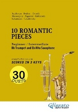 Bb Trumpet and Eb Alto Sax easy duets book - 10 Romantic Pieces (scored in 3 keys) - Johannes Brahms, Antonin Dvorak, Peter Ilyich Tchaikovsky, Modest Mussorgsky, Niccolò Paganini, Anton Rubinstein, Robert Schumann, Ludwig Van Beethoven