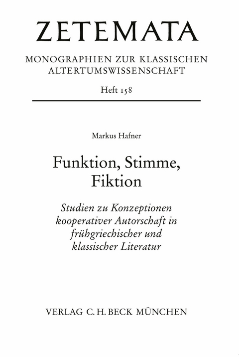Funktion, Stimme, Fiktion - Markus Hafner
