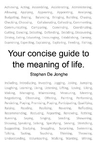 Your concise guide to the meaning of life -  Stephan J De Jonghe