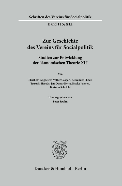 Zur Geschichte des Vereins für Socialpolitik. - 