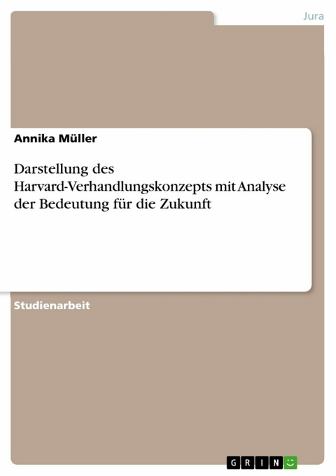 Darstellung des Harvard-Verhandlungskonzepts mit Analyse der Bedeutung für die Zukunft - Annika Müller