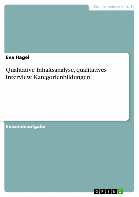 Qualitative Inhaltsanalyse, qualitatives Interview, Kategorienbildungen - Eva Hagel