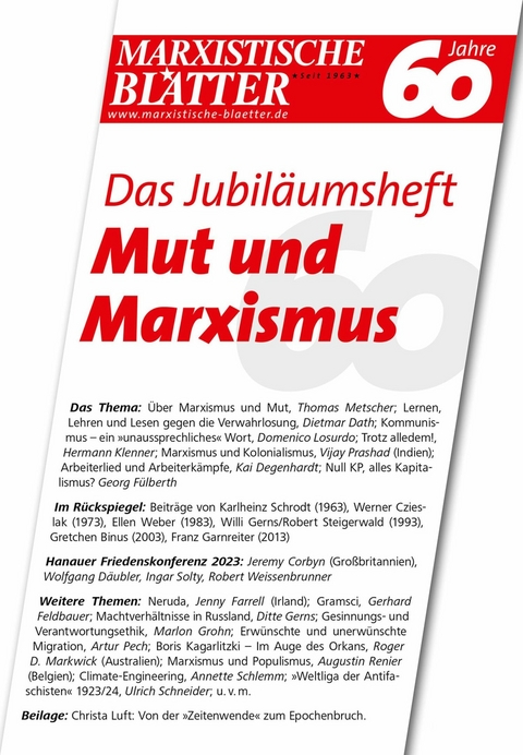 Das Jubiläumsheft - Mut und Marxismus -  Anonym