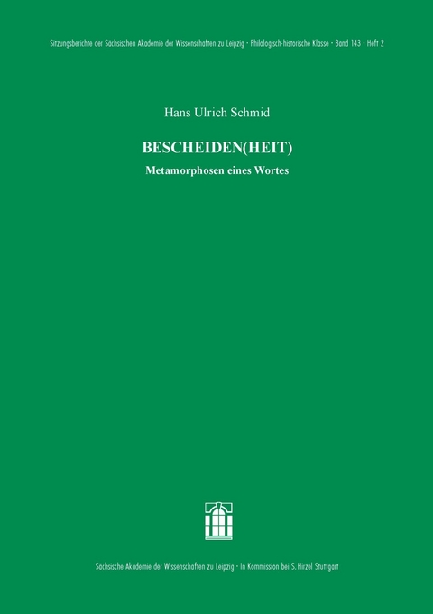 'BESCHEIDEN(HEIT)' -  Hans Ulrich Schmid