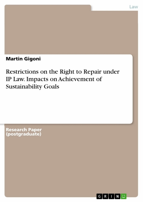 Restrictions on the Right to Repair under IP Law. Impacts on Achievement of Sustainability Goals -  Martin Gigoni