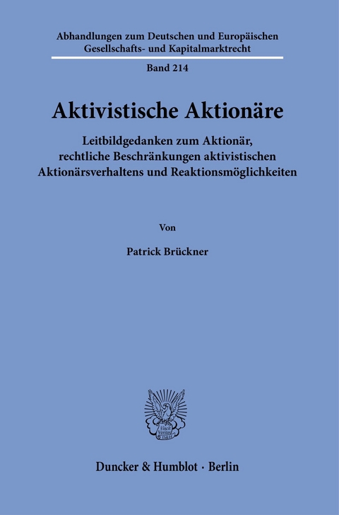 Aktivistische Aktionäre. -  Patrick Brückner