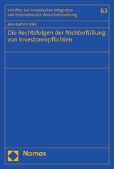 Die Rechtsfolgen der Nichterfüllung von Investorenpflichten - Ann-Kathrin Klee