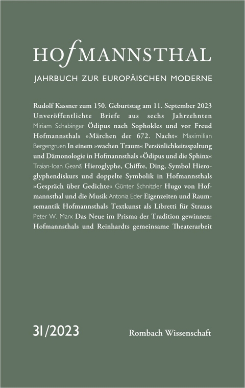 Hofmannsthal - Jahrbuch zur Europäischen Moderne - 