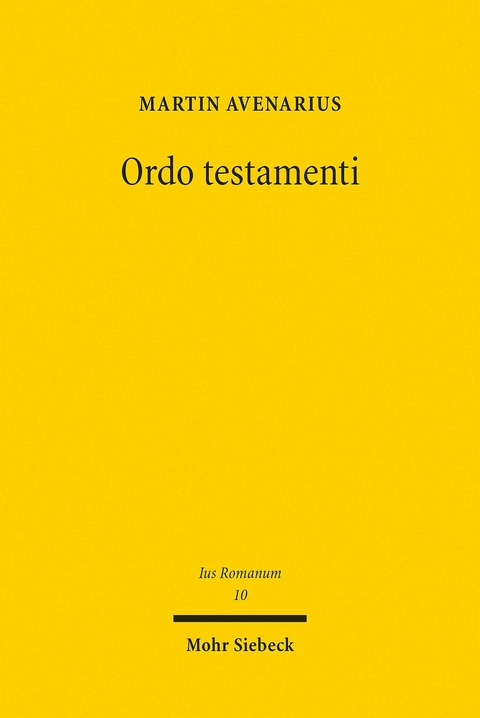 Ordo testamenti -  Martin Avenarius