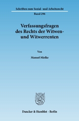 Verfassungsfragen des Rechts der Witwen- und Witwerrenten. - Manuel Mielke