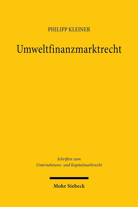 Umweltfinanzmarktrecht -  Philipp Kleiner