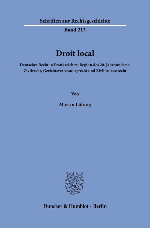 Droit local. -  Martin Löhnig