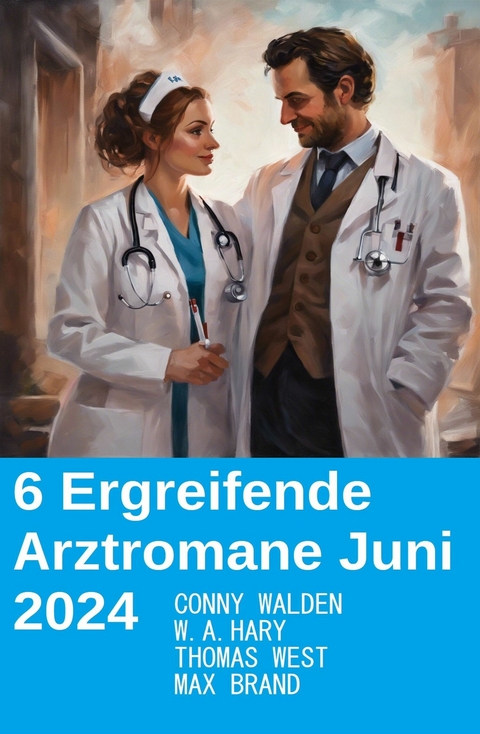 6 Ergreifende Arztromane Juni 2024 -  Conny Walden,  Thomas West,  W. A. Hary,  Max Brand