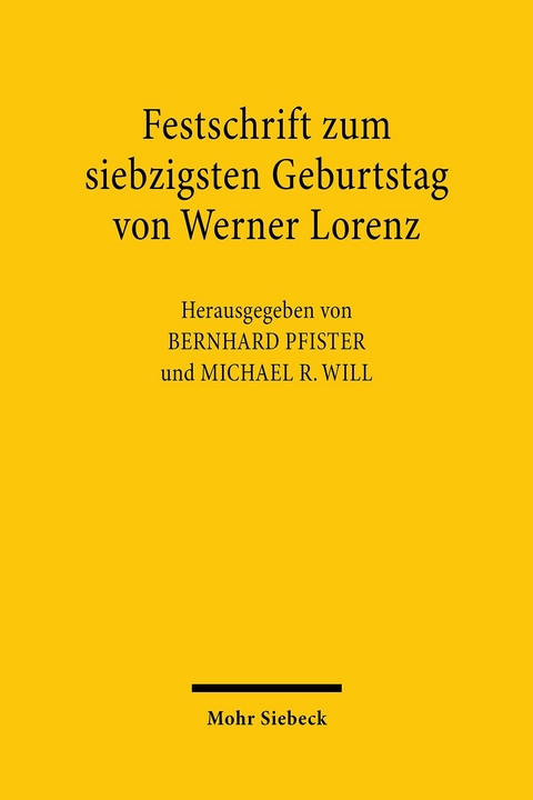 Festschrift zum siebzigsten Geburtstag von Werner Lorenz - 