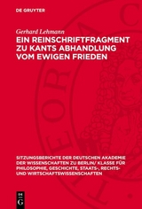 Ein Reinschriftfragment zu Kants Abhandlung vom ewigen Frieden - Gerhard Lehmann