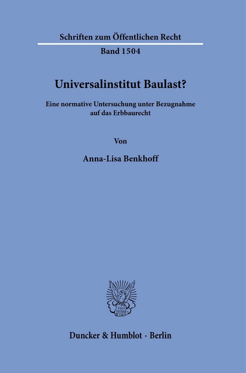 Universalinstitut Baulast? -  Anna-Lisa Benkhoff