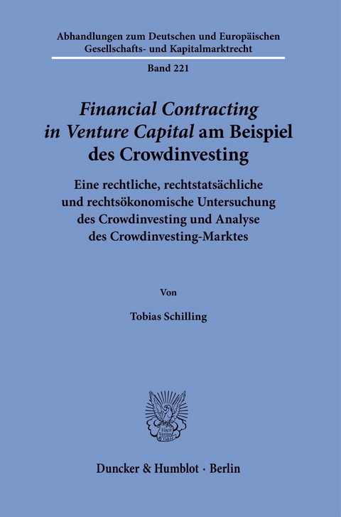 ?Financial Contracting in Venture Capital? am Beispiel des Crowdinvesting. -  Tobias Schilling