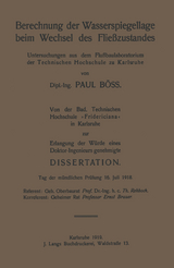 Berechnung der Wasserspiegellage beim Wechsel des Fließzustandes - Paul Böß