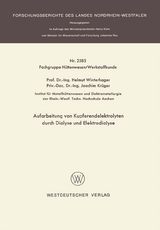 Aufarbeitung von Kupferendelektrolyten durch Dialyse und Elektrodialyse - Helmut Winterhager