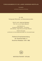 Politische Erwachsenenbildung der Gewerkschaften in Nordrhein-Westfalen 1976 – 1980 - Johannes Weinberg
