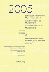 Schweizer Jahrbuch für Musikwissenschaft- Annales Suisses de Musicologie- Annuario Svizzero di Musicologia