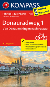 Fahrrad-Tourenkarte Donauradweg 1, Von Donaueschingen nach Passau - 