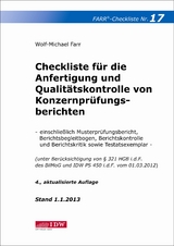 Checkliste 17 für die Anfertigung und Qualitätskontrolle von Konzernprüfungsberichten - Farr, Wolf-Michael