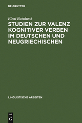 Studien zur Valenz kognitiver Verben im Deutschen und Neugriechischen - Eleni Butulussi