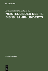 Meisterlieder des 16. bis 18. Jahrhunderts - 